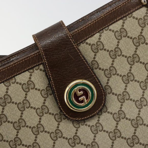 GUCCI GG Supreme Schoudertas PVC Beige Goud Auth 182353