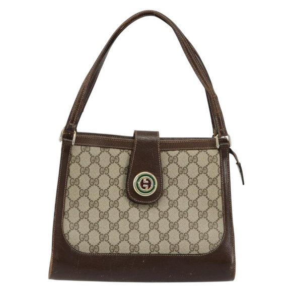 GUCCI GG Supreme Schoudertas PVC Beige Goud Auth 182353