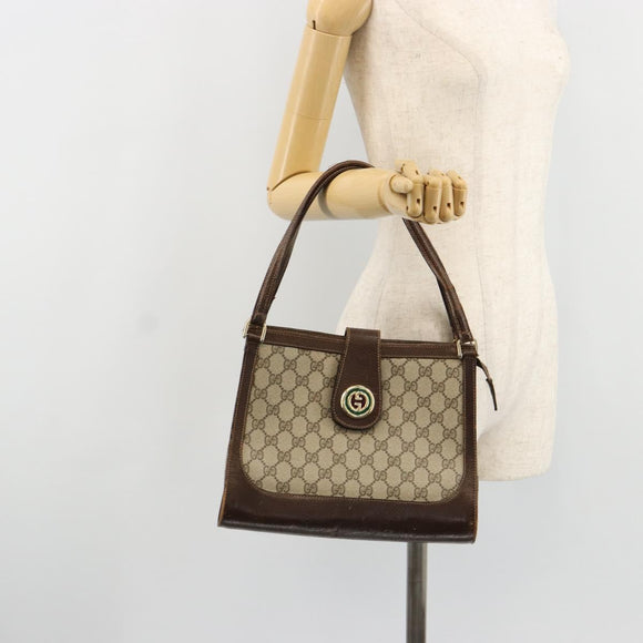 GUCCI GG Supreme Schoudertas PVC Beige Goud Auth 182353