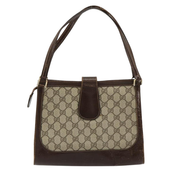 GUCCI GG Supreme Schoudertas PVC Beige Goud Auth 182353