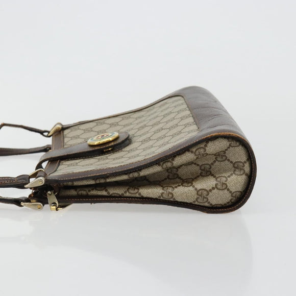 GUCCI GG Supreme Schoudertas PVC Beige Goud Auth 182353
