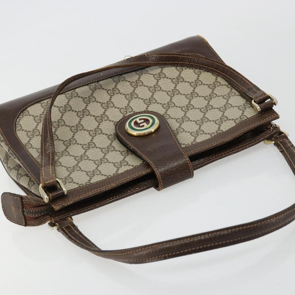 GUCCI GG Supreme Schoudertas PVC Beige Goud Auth 182353