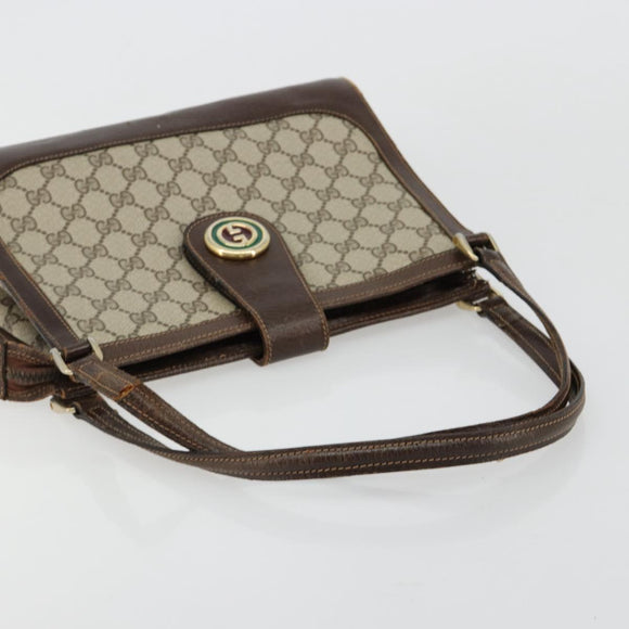 GUCCI GG Supreme Schoudertas PVC Beige Goud Auth 182353