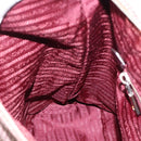 PRADA Handtasche Canvas 2way Rot Silber Auth 182354-23
