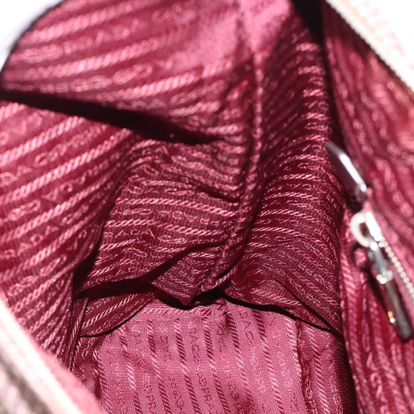PRADA Handtasche Canvas 2way Rot Silber Auth 182354