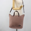 PRADA Handtasche Canvas 2way Rot Silber Auth 182354-26
