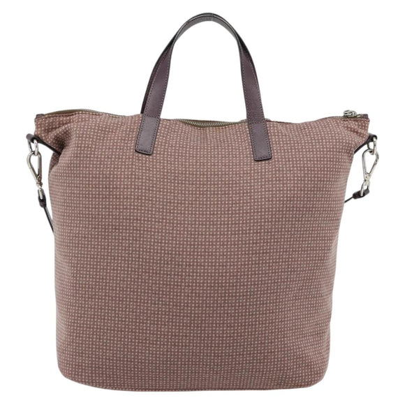 PRADA Handtasche Canvas 2way Rot Silber Auth 182354