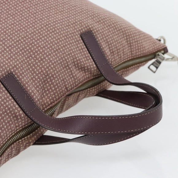 PRADA Handtasche Canvas 2way Rot Silber Auth 182354