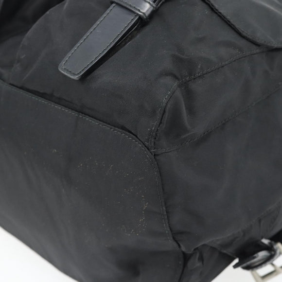 PRADA Backpack Nylon Black Silver Auth 182355
