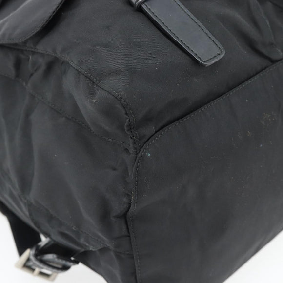 PRADA Backpack Nylon Black Silver Auth 182355