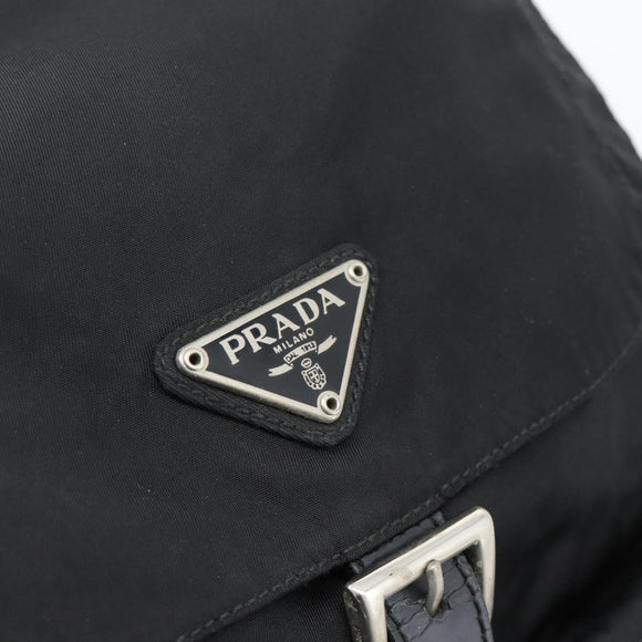 PRADA Backpack Nylon Black Silver Auth 182355