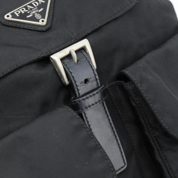 PRADA Backpack Nylon Black Silver Auth 182355