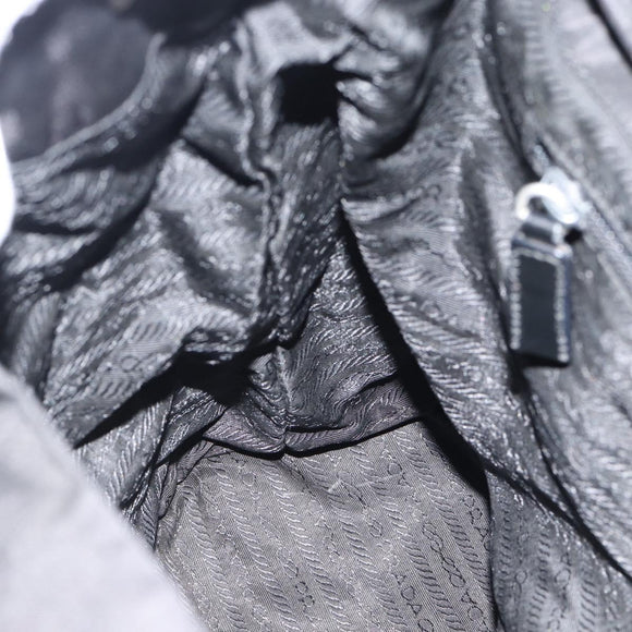 PRADA Backpack Nylon Black Silver Auth 182355