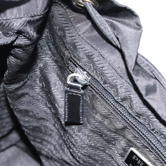 PRADA Backpack Nylon Black Silver Auth 182355