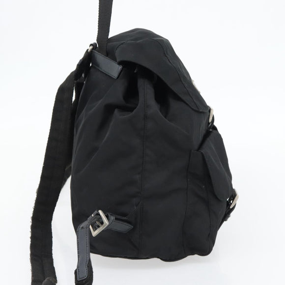 PRADA Backpack Nylon Black Silver Auth 182355