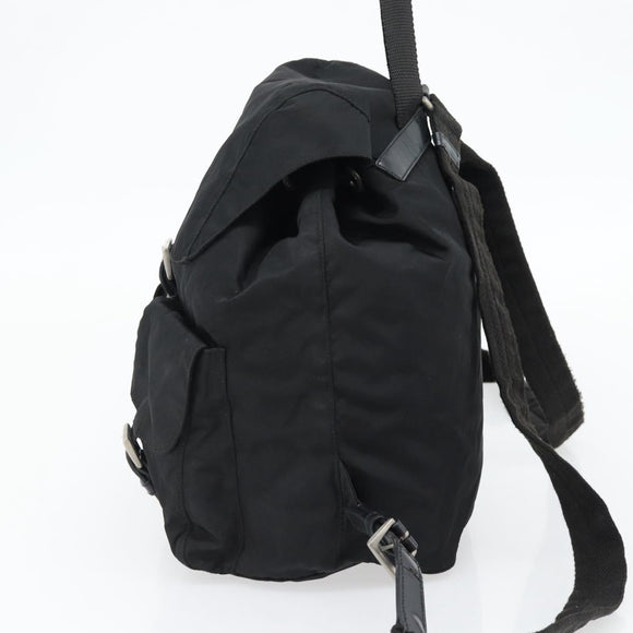PRADA Backpack Nylon Black Silver Auth 182355
