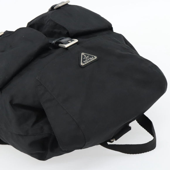 PRADA Backpack Nylon Black Silver Auth 182355