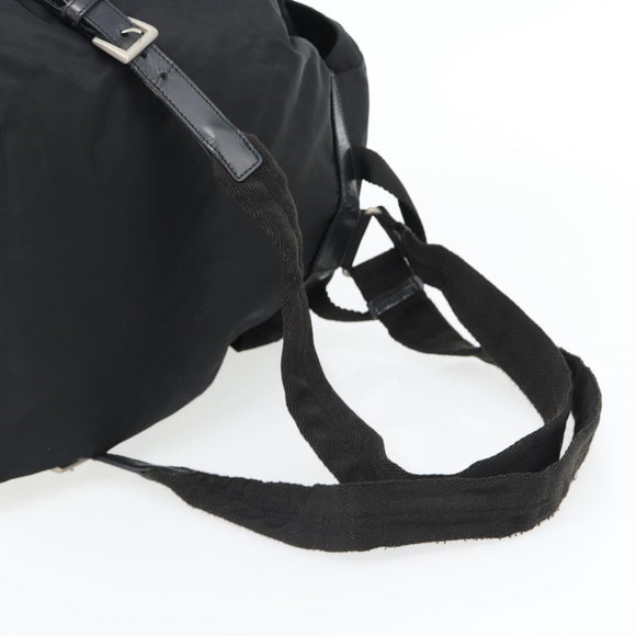 PRADA Backpack Nylon Black Silver Auth 182355