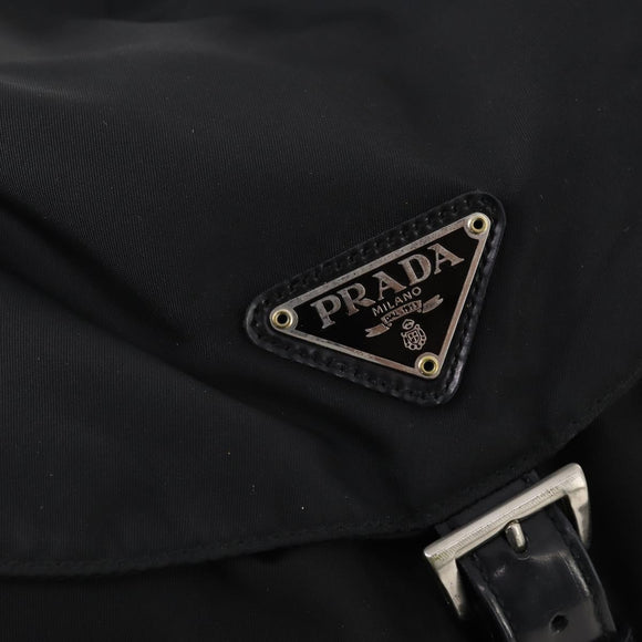 PRADA Backpack Nylon Black Silver Auth 182356