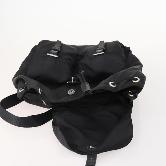 PRADA Backpack Nylon Black Silver Auth 182356