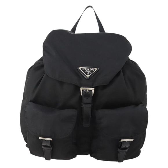 PRADA Backpack Nylon Black Silver Auth 182356