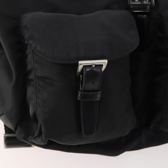 PRADA Backpack Nylon Black Silver Auth 182356