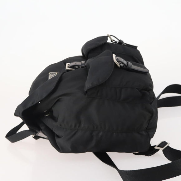 PRADA Backpack Nylon Black Silver Auth 182356