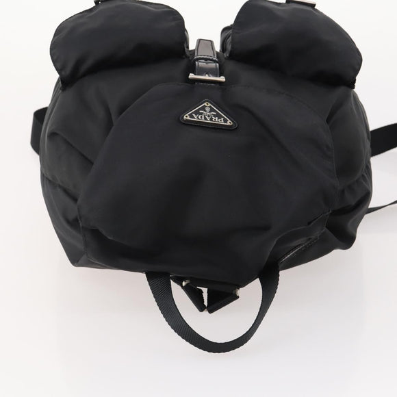 PRADA Backpack Nylon Black Silver Auth 182356