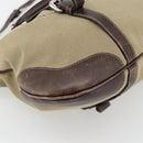 PRADA Handtasche Canvas Leder 2-Wege Beige Silber Auth 182357-11
