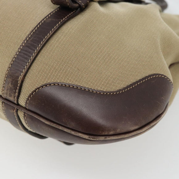 PRADA Handtasche Canvas Leder 2-Wege Beige Silber Auth 182357