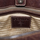 PRADA Handtasche Canvas Leder 2-Wege Beige Silber Auth 182357-15