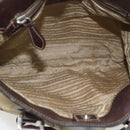 PRADA Handtasche Canvas Leder 2-Wege Beige Silber Auth 182357-16
