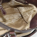 PRADA Handtasche Canvas Leder 2-Wege Beige Silber Auth 182357-17