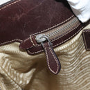 PRADA Handtasche Canvas Leder 2-Wege Beige Silber Auth 182357-19