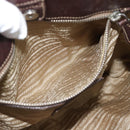 PRADA Handtasche Canvas Leder 2-Wege Beige Silber Auth 182357-20