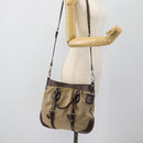 PRADA Handtasche Canvas Leder 2-Wege Beige Silber Auth 182357-22