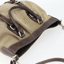 PRADA Handtasche Canvas Leder 2-Wege Beige Silber Auth 182357-6