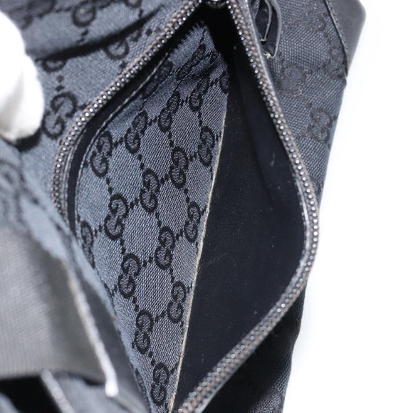 GUCCI GG Canvas Tote Bag Black Silver 019 0402 Auth 182358