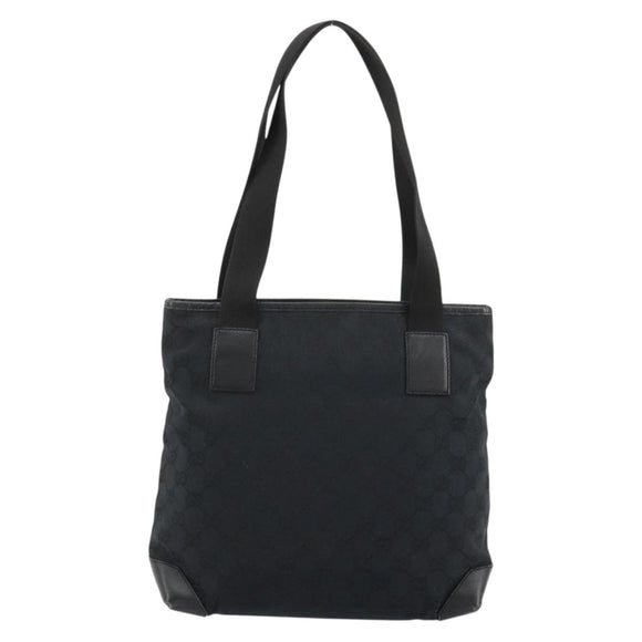 GUCCI GG Canvas Tote Bag Black Silver 019 0402 Auth 182358