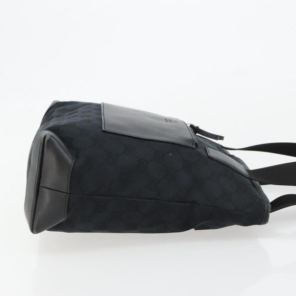 GUCCI GG Canvas Tote Bag Black Silver 019 0402 Auth 182358