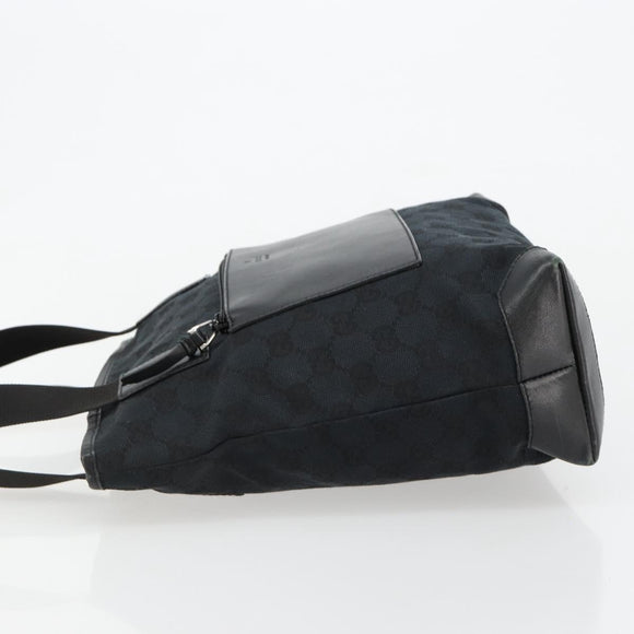 GUCCI GG Canvas Tote Bag Black Silver 019 0402 Auth 182358