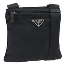 PRADA Schoudertas Nylon Zwart Zilver Auth 182359A-1