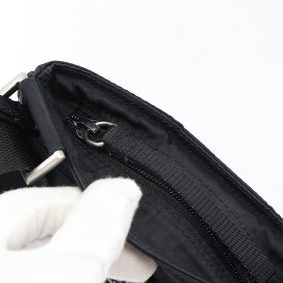 PRADA Schoudertas Nylon Zwart Zilver Auth 182359A