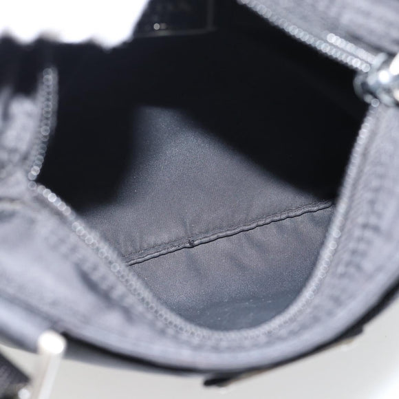 PRADA Schoudertas Nylon Zwart Zilver Auth 182359A