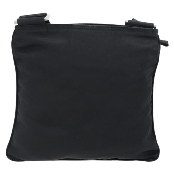 PRADA Schoudertas Nylon Zwart Zilver Auth 182359A