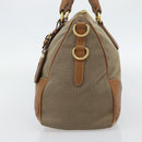 PRADA Hand Bag Canvas Leather Brown Gold Auth 182363-3