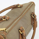 PRADA Hand Bag Canvas Leather Brown Gold Auth 182363-6