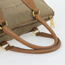 PRADA Hand Bag Canvas Leather Brown Gold Auth 182363-7