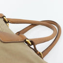 PRADA Hand Bag Canvas Leather Brown Gold Auth 182363-8