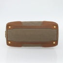 PRADA Hand Bag Canvas Leather Brown Gold Auth 182363-5